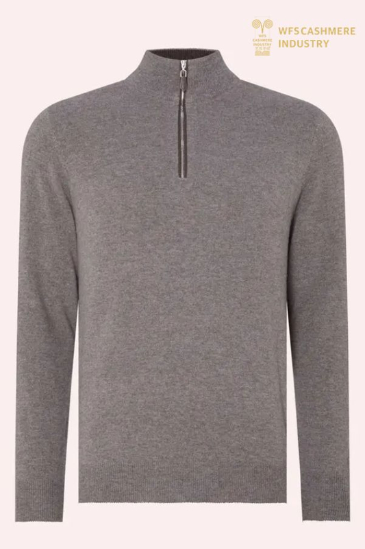 Premium-Pullover aus Woll-Kaschmir-Mischung mit 1/4-Reißverschluss für Herren | Hersteller kundenspezifischer OEM-Strickwaren