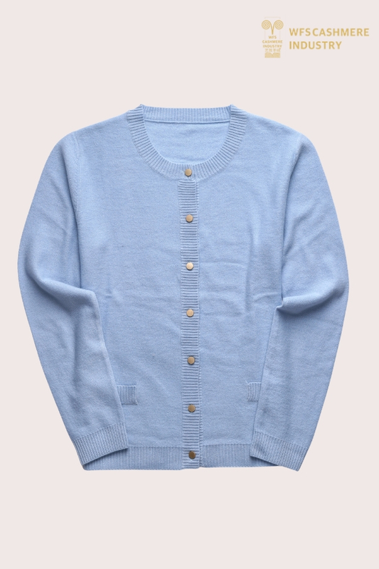 Klassischer 12GG-Cardigan aus reinem Kaschmir mit Metallknöpfen | OEM-Strickwaren für Damen